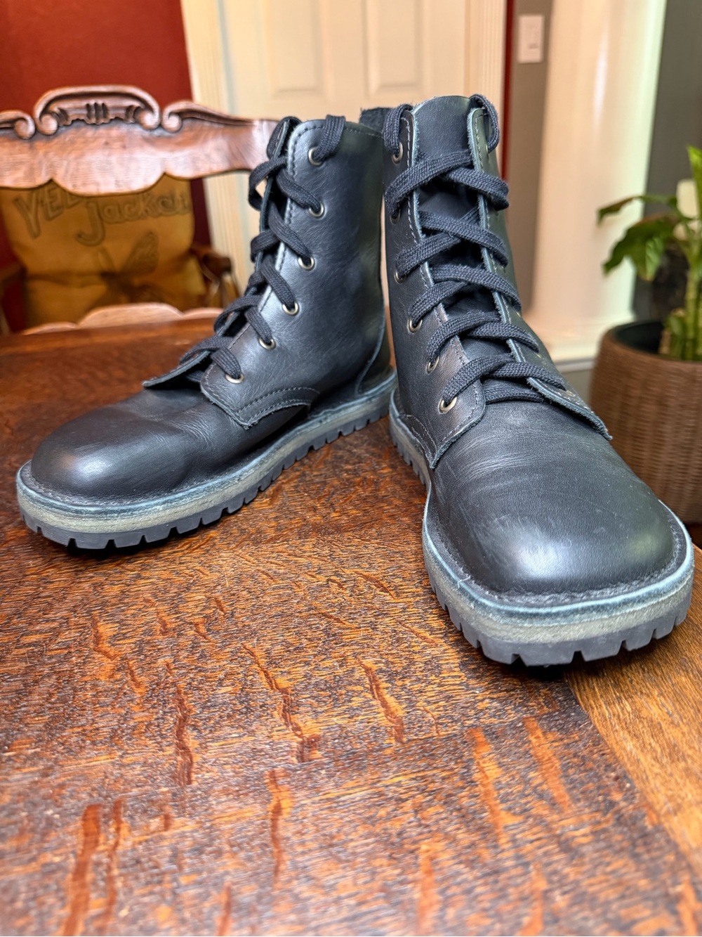 Conker Shoes Handmade Leather Derby Boots Black Unisex UK 6F Women 8.5 US Wide - Picture 3 of 14